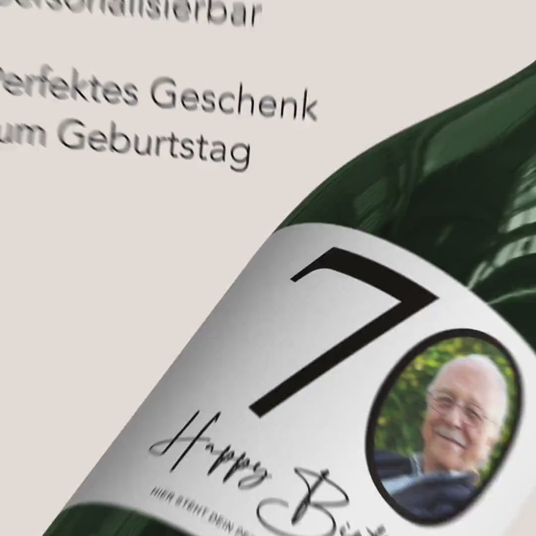 70. Geburtstag Sektetiketten personalisiert Foto Sekt Flaschenetiketten Geburtstagsgeschenk Geschenk Sektflasche Etiketten 2 Stk. | 10x12 cm