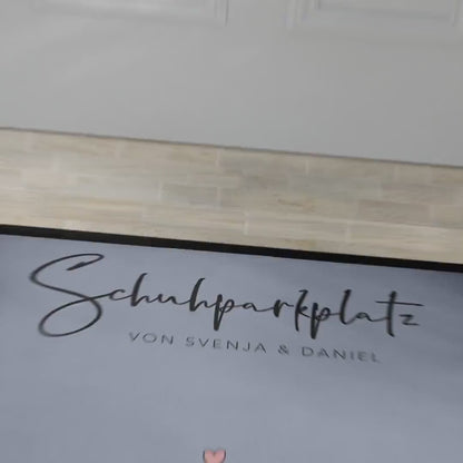 Schuhparkplatz Fußmatte personalisiert Schuhmatte Geschenk Familie Einzugsgeschenk Wohnung Fußabtreter Schmutzfangmatte für Innen 60x40 cm