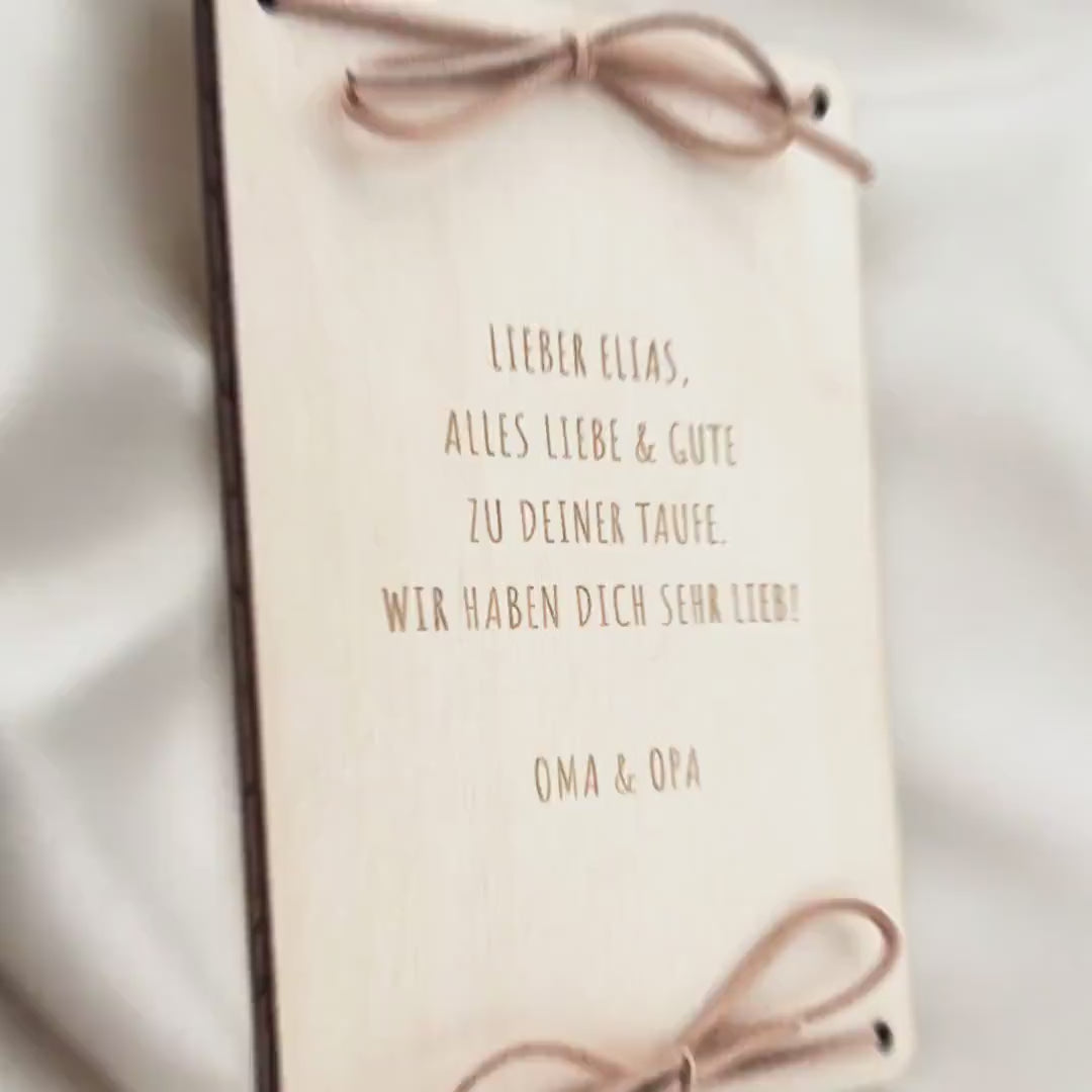 Taufkarte Taufgeschenk Geld Taufe personalisierte Geldgeschenk Verpackung Geschenk Kreuz Geschenkkarte aus Holz 12x17 cm