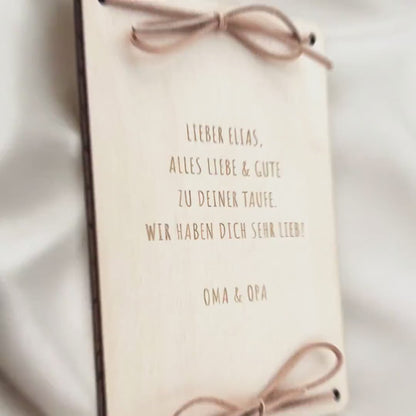 Taufkarte Taufgeschenk Geld Taufe personalisierte Geldgeschenk Verpackung Geschenk Kreuz Geschenkkarte aus Holz 12x17 cm