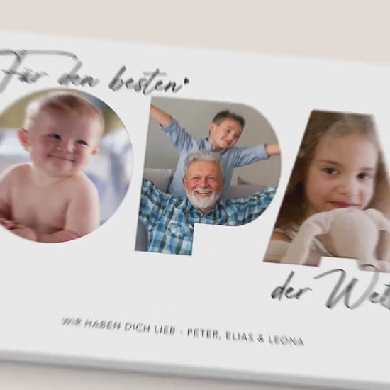 Geburtstagsgeschenk Opa Vatertagsgeschenk personalisierte Leinwand Fotocollage Großvater Fotoleinwand Geschenk zum Geburtstag 30x40 cm