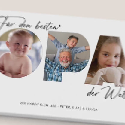 Geburtstagsgeschenk Opa Vatertagsgeschenk personalisierte Leinwand Fotocollage Großvater Fotoleinwand Geschenk zum Geburtstag 30x40 cm