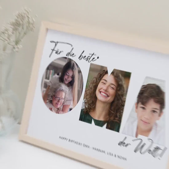 Oma Geschenk Geburtstag personalisiert Fotocollage Geburtstagsgeschenk Großmutter Fotogeschenk Muttertag (mit & ohne Rahmen)