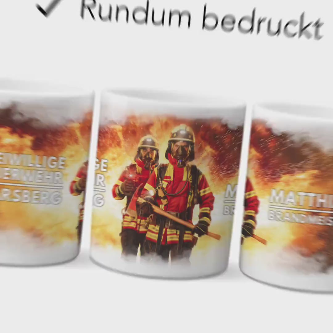 Feuerwehr Tasse personalisiert Feuerwehrmann Geschenk Feuerwehrfrau Freiwillige Feuerwehr aus Keramik