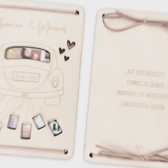 Hochzeitsgeschenk für Brautpaar personalisierte Geldgeschenke Verpackung Hochzeit Geld Geschenk Hochzeitskarte aus Holz 12x17 cm