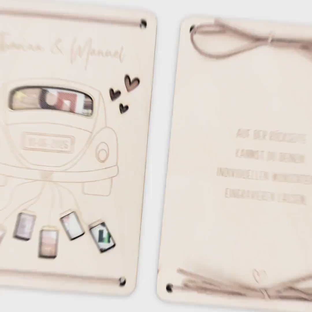 Hochzeitsgeschenk für Brautpaar personalisierte Geldgeschenke Verpackung Hochzeit Geld Geschenk Hochzeitskarte aus Holz 12x17 cm