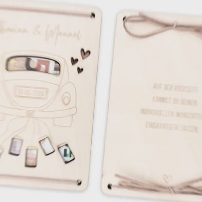 Hochzeitsgeschenk für Brautpaar personalisierte Geldgeschenke Verpackung Hochzeit Geld Geschenk Hochzeitskarte aus Holz 12x17 cm