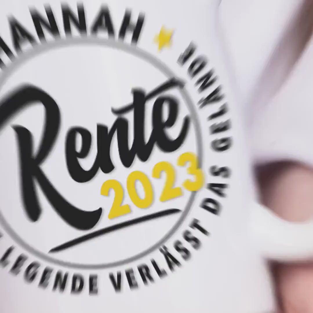 Rente 2023 Geschenk personalisierte Tasse für Mann Frau Renteneintritt Pensionierung Rentner