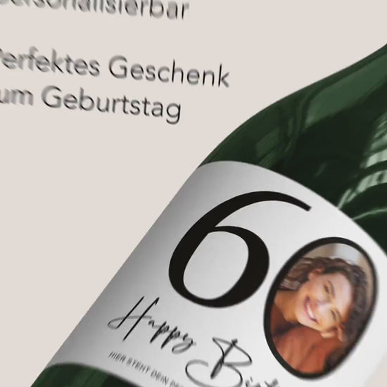 60. Geburtstag Sektetiketten personalisiert Foto Sekt Flaschenetiketten Geburtstagsgeschenk Geschenk Sektflasche Etiketten 2 Stk. | 10x12 cm
