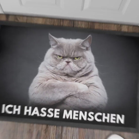 Ich hasse Menschen Fußmatte Katze Einzugsgeschenk Haus Wohnung Einweihungsgeschenk lustige Geschenk Türmatte für Innen 60x40 cm