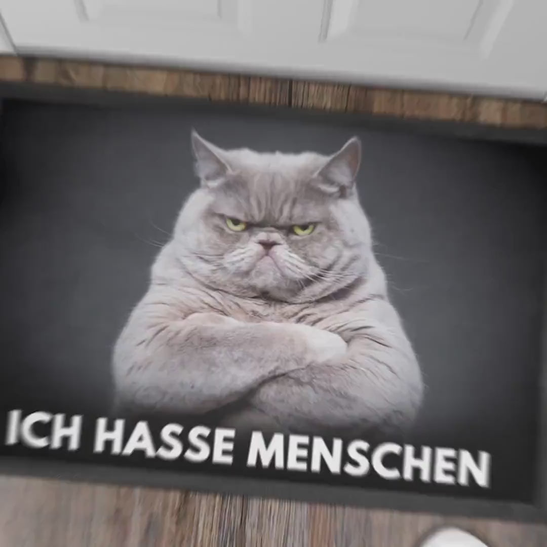 Ich hasse Menschen Fußmatte Katze Einzugsgeschenk Haus Wohnung Einweihungsgeschenk lustige Geschenk Türmatte für Innen 60x40 cm