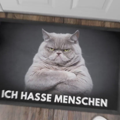 Ich hasse Menschen Fußmatte Katze Einzugsgeschenk Haus Wohnung Einweihungsgeschenk lustige Geschenk Türmatte für Innen 60x40 cm