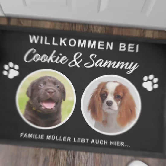 Fußmatte Hund personalisiert Einweihungsgeschenk Wohnung Hunde Geschenk Fußabtreter Haustür Türmatte Schmutzfangmatte für Innen 60x40 cm
