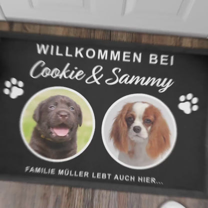 Fußmatte Hund personalisiert Einweihungsgeschenk Wohnung Hunde Geschenk Fußabtreter Haustür Türmatte Schmutzfangmatte für Innen 60x40 cm