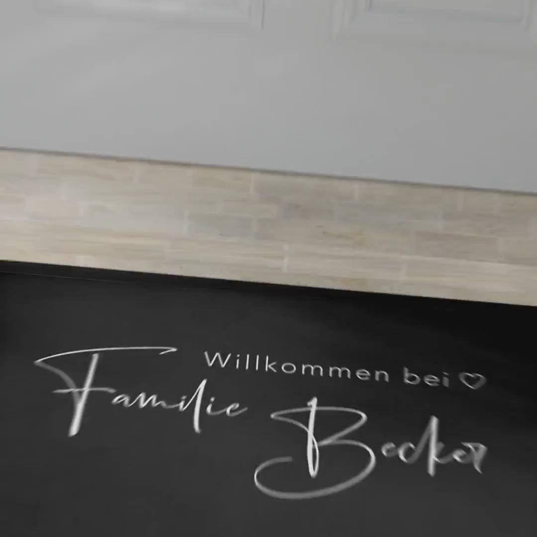 Fußmatte Familie personalisiert Willkommen Wohnung Einweihungsgeschenk Geschenk zum Einzug ins Haus Schmutzfangmatte für Innen 60x40 cm