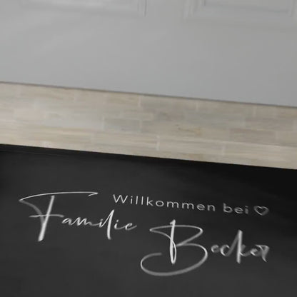 Fußmatte Familie personalisiert Willkommen Wohnung Einweihungsgeschenk Geschenk zum Einzug ins Haus Schmutzfangmatte für Innen 60x40 cm
