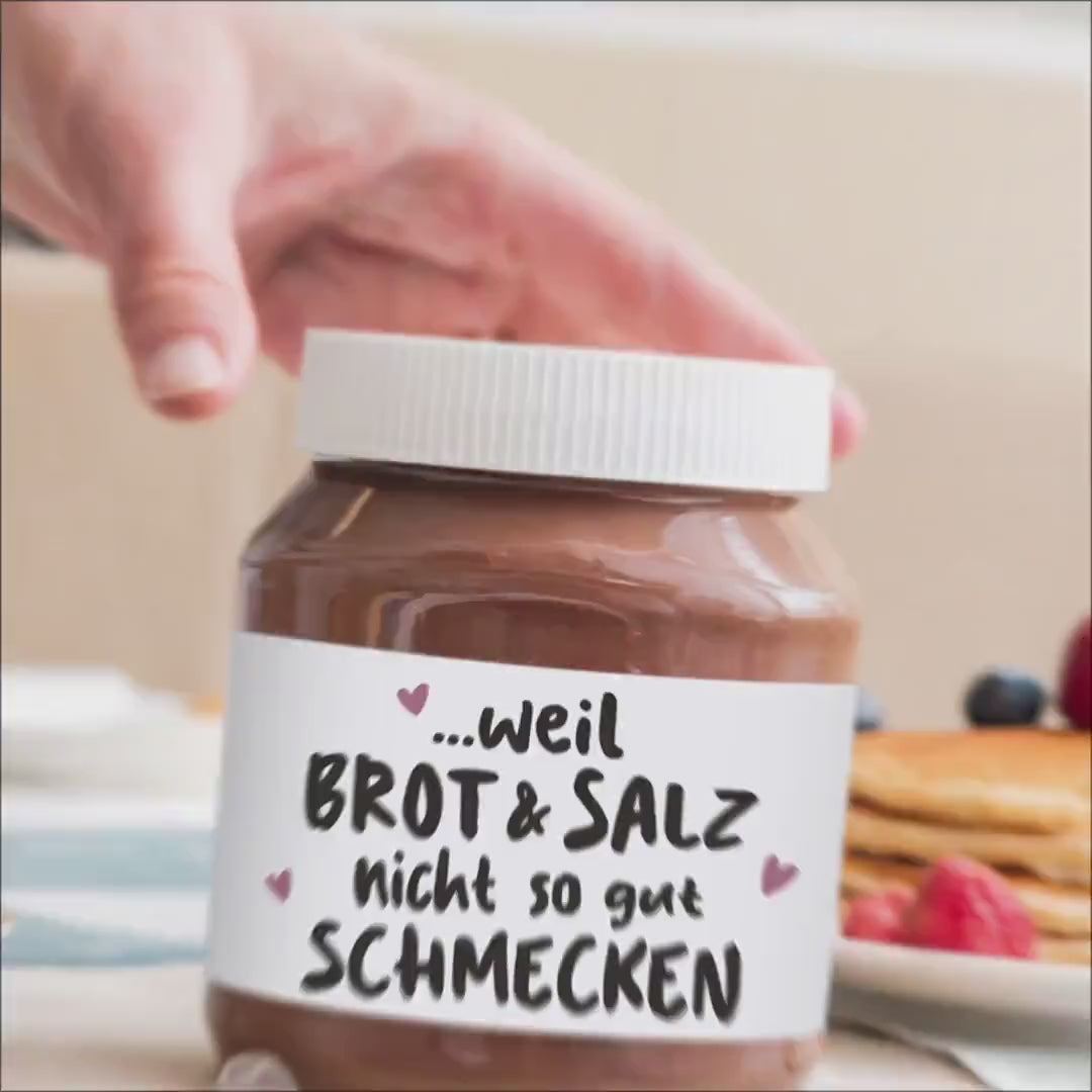 Brot und Salz Geschenk zum Einzug personalisiert Schokoaufstrich Etiketten für z.B. Nutella Einzugsgeschenk Haus Wohnung | 2 Stück