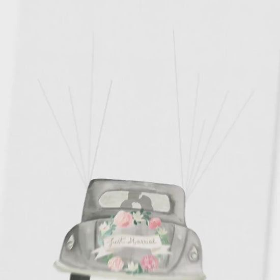 Gästebuch zur Hochzeit Fingerabdruck personalisierte Leinwand Hochzeitsauto Hochzeitsgeschenk 30x40 cm (OHNE Farbe)