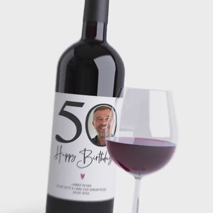 50. Geburtstag Geschenk Weinetiketten personalisierte Flaschenetiketten Foto Geburtstagsgeschenk Etiketten selbstklebend 2 Stück | 10x12 cm