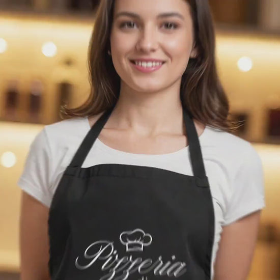 Pizza Schürze personalisierte Pizzabäcker Kochschürze Herren Frauen lustiges Geschenk Pizzeria Küchenschürze Schwarz