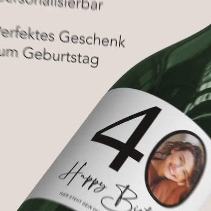 40. Geburtstag Sektetiketten personalisiert Foto Sekt Flaschenetiketten Geburtstagsgeschenk Geschenk Sektflasche Etiketten 2 Stk. | 10x12 cm