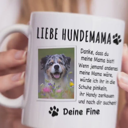 Hundemama Tasse Hund personalisiert mit Foto Hundebesitzerin Geschenk Hundeliebhaberin Hundetasse lustig