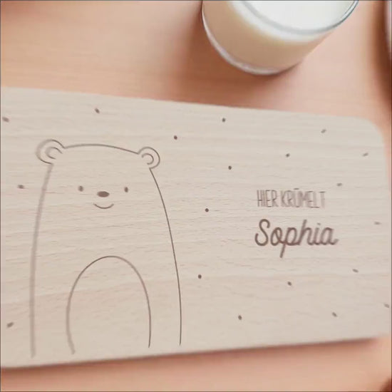 Frühstücksbrettchen Bär personalisiert Brettchen Holz Holzbrett für Kinder Geschenk Baby Geburtsgeschenk Frühstücksbrett mit Gravur