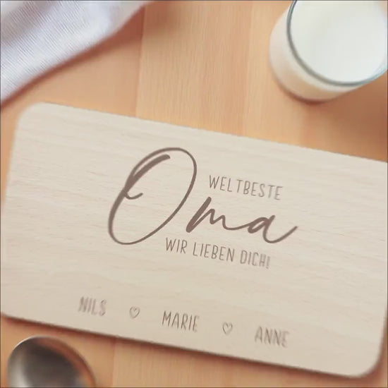 Frühstücksbrettchen Holz Oma Frühstücksbrett personalisiert Brettchen Muttertagsgeschenk Muttertag Geschenk Großmutter Holzbrett mit Gravur