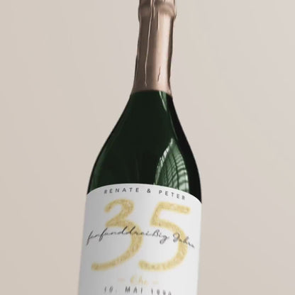 Geschenk Leinwandhochzeit personalisierte Flaschenetiketten Hochzeitstag Hochzeit Jubiläum 35 Jahre Etiketten Sektflasche 2 Stk. | 9x13 cm