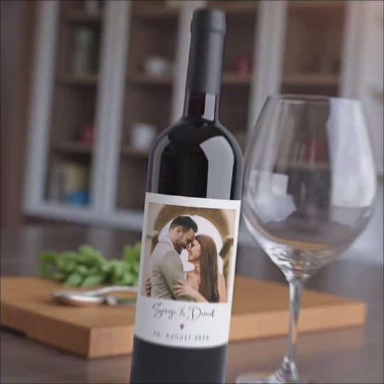 Flaschenetiketten Hochzeit personalisierte mit Foto Weinetiketten selbst gestalten Hochzeitsgeschenk Wein Geschenk 2 Stück | 10x12 cm
