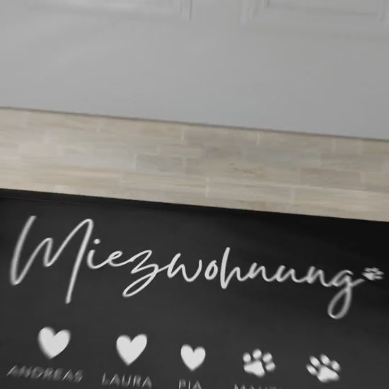 Katze Fußmatte personalisiert Einweihungsgeschenk Wohnung Geschenk Katzendeko Einzug Haustier Schmutzfangmatte für Innen 60x40 cm