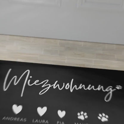 Katze Fußmatte personalisiert Einweihungsgeschenk Wohnung Geschenk Katzendeko Einzug Haustier Schmutzfangmatte für Innen 60x40 cm
