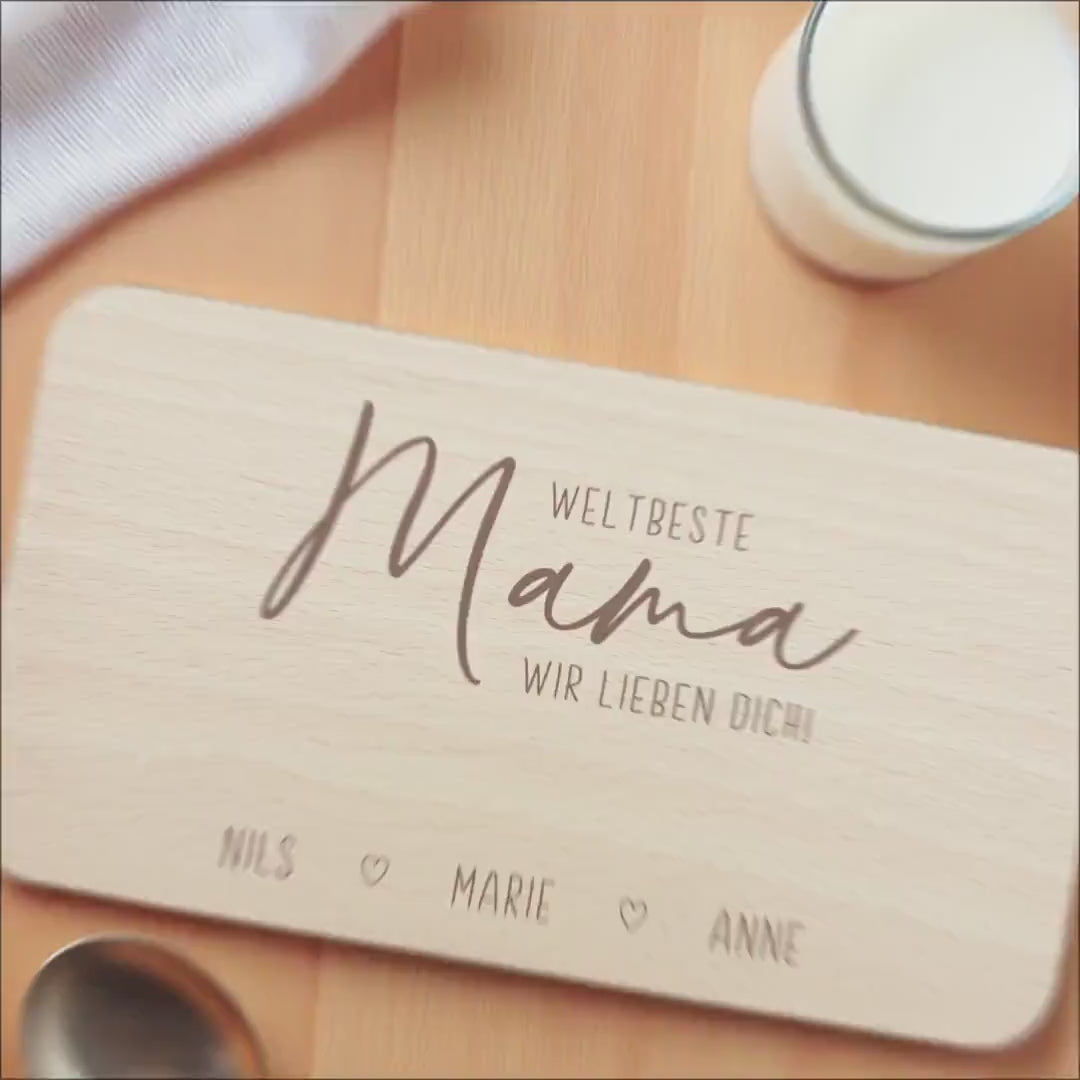Frühstücksbrettchen Holz Mama Frühstücksbrett personalisiert Brettchen Muttertagsgeschenk Muttertag Geschenk Großmutter Holzbrett mit Gravur