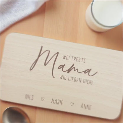Frühstücksbrettchen Holz Mama Frühstücksbrett personalisiert Brettchen Muttertagsgeschenk Muttertag Geschenk Großmutter Holzbrett mit Gravur