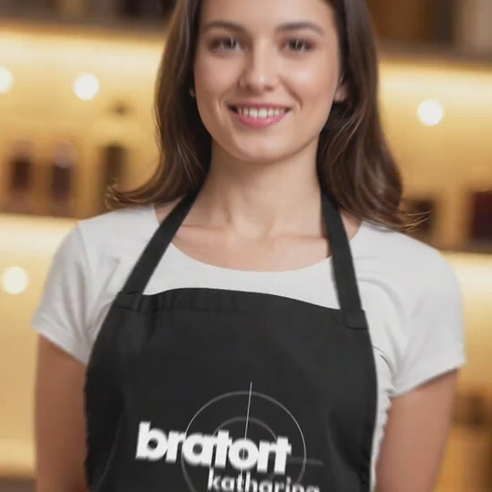 Bratort Kochschürze personalisierte Schürze Grillschürze für Männer Frauen lustiges Geschenk Grillzubehör Küchenschürze Schwarz