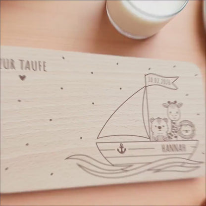 Frühstücksbrettchen Holz personalisiert Taufgeschenke für Mädchen Jungen Holzbrett für Kinder Geschenk Taufe Frühstücksbrett mit Gravur