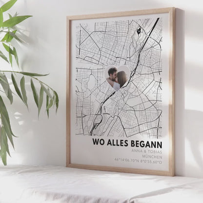 Wo alles begann Poster personalisiertes Koordinaten Bild Hochzeitsgeschenk Jahrestag Geschenk Hochzeitstag