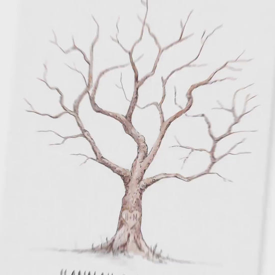 Hochzeit Gästebuch Fingerabdruck Leinwand personalisiert Hochzeitsbaum Hochzeitsgeschenk 30x40 cm (OHNE Farbe)