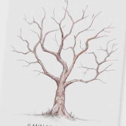 Hochzeit Gästebuch Fingerabdruck Leinwand personalisiert Hochzeitsbaum Hochzeitsgeschenk 30x40 cm (OHNE Farbe)