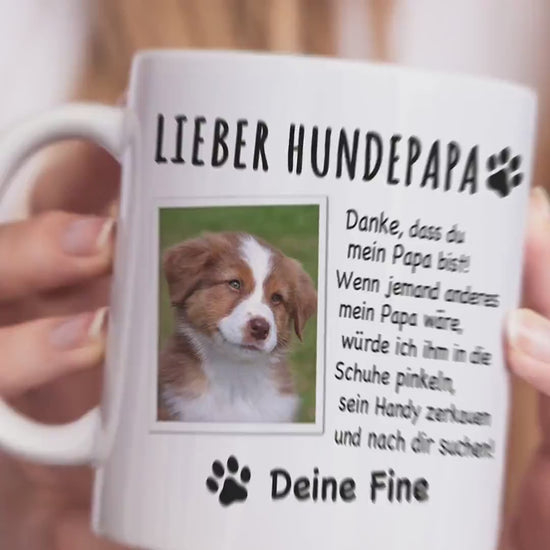 Hundepapa Tasse Hund personalisiert mit Foto Hundebesitzer Geschenk Hundeliebhaber Hundetasse lustig