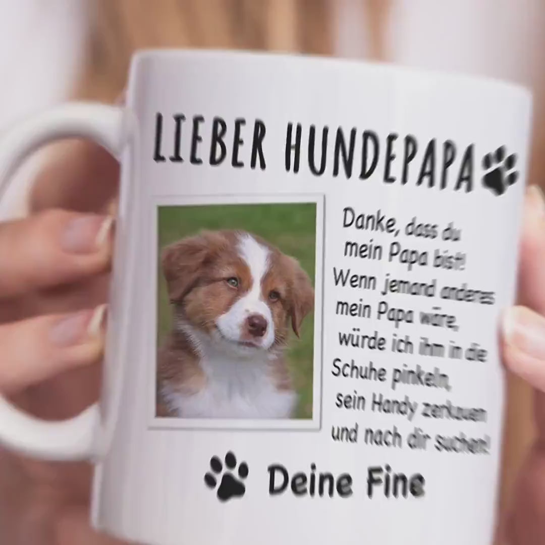 Hundepapa Tasse Hund personalisiert mit Foto Hundebesitzer Geschenk Hundeliebhaber Hundetasse lustig