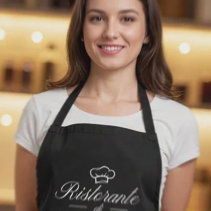 Schürze personalisierte Männer Frauen Ristorante Kochschürze lustiges Geschenk Backschürze Küchenschürze Schwarz