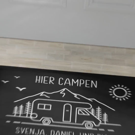 Camping Fußmatte personalisiert Wohnwagen Deko Geschenk für Camper Geschenk Wohnmobil Fußabtreter Schmutzfangmatte für Innen 60x40 cm