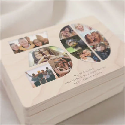 Holzkiste personalisiert 30. Geburtstag Geschenk Holzbox mit Fotocollage Geschenkbox mit Deckel Fotogeschenk Geburtstagsgeschenk 30x20x13 cm