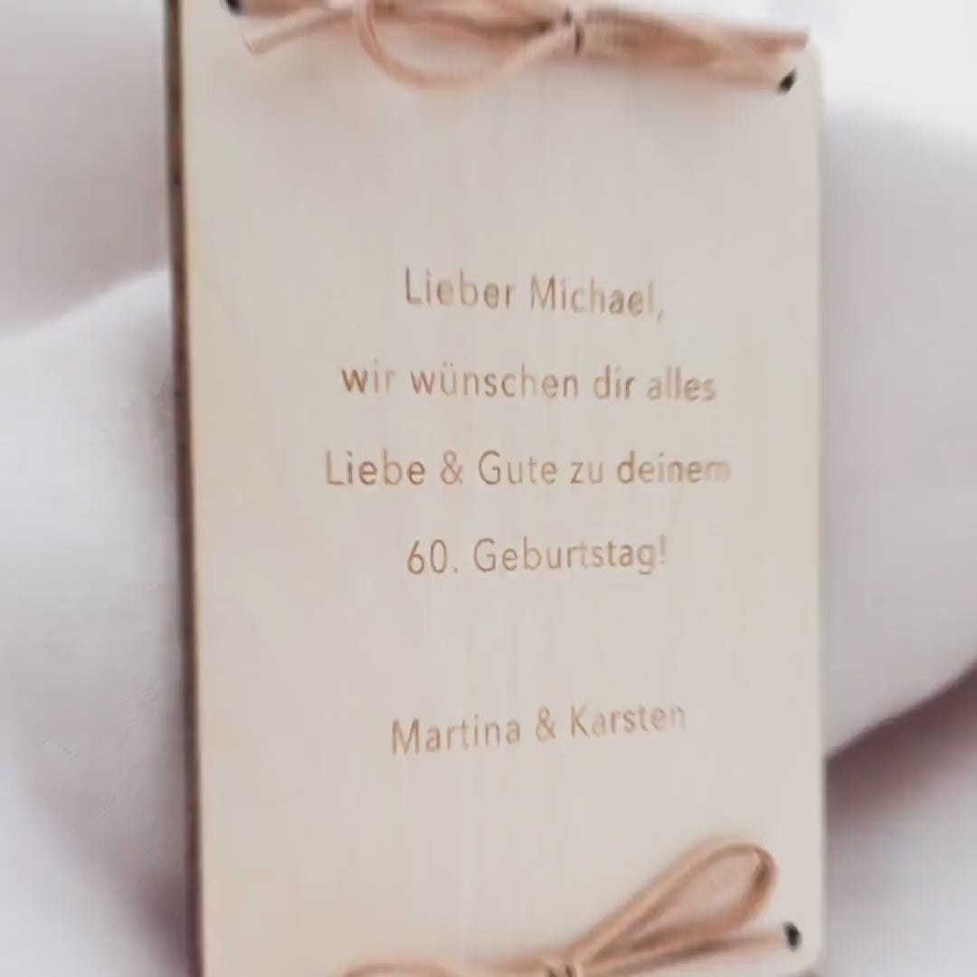 Schonend Behandeln 20. Geburtstag Geldgeschenk personalisiert Geldverpackung Verpackung Geld Geburtstagsgeschenk Geschenkkarte Holz 12x17 cm