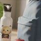 Trinkflasche Kinder personalisiert mit Namen Biene Edelstahl Flasche mit Strohhalm Wasserflasche für Schule Kindergarten 600 ml