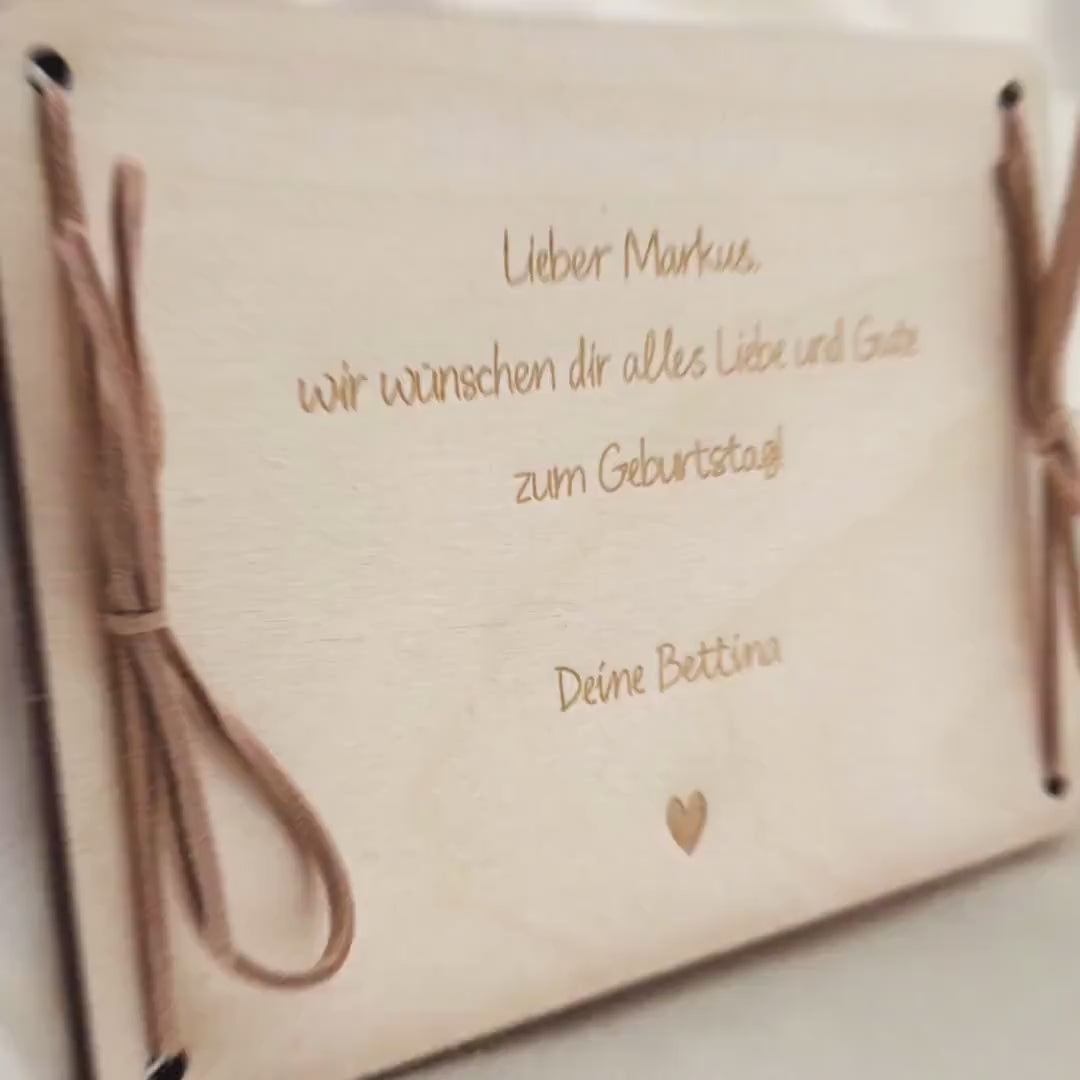 Geldgeschenk 50. Geburtstag personalisierte Geburtstagskarte Geldverpackung Verpackung Geld Geburtstagsgeschenk Geschenkkarte Holz 12x17 cm