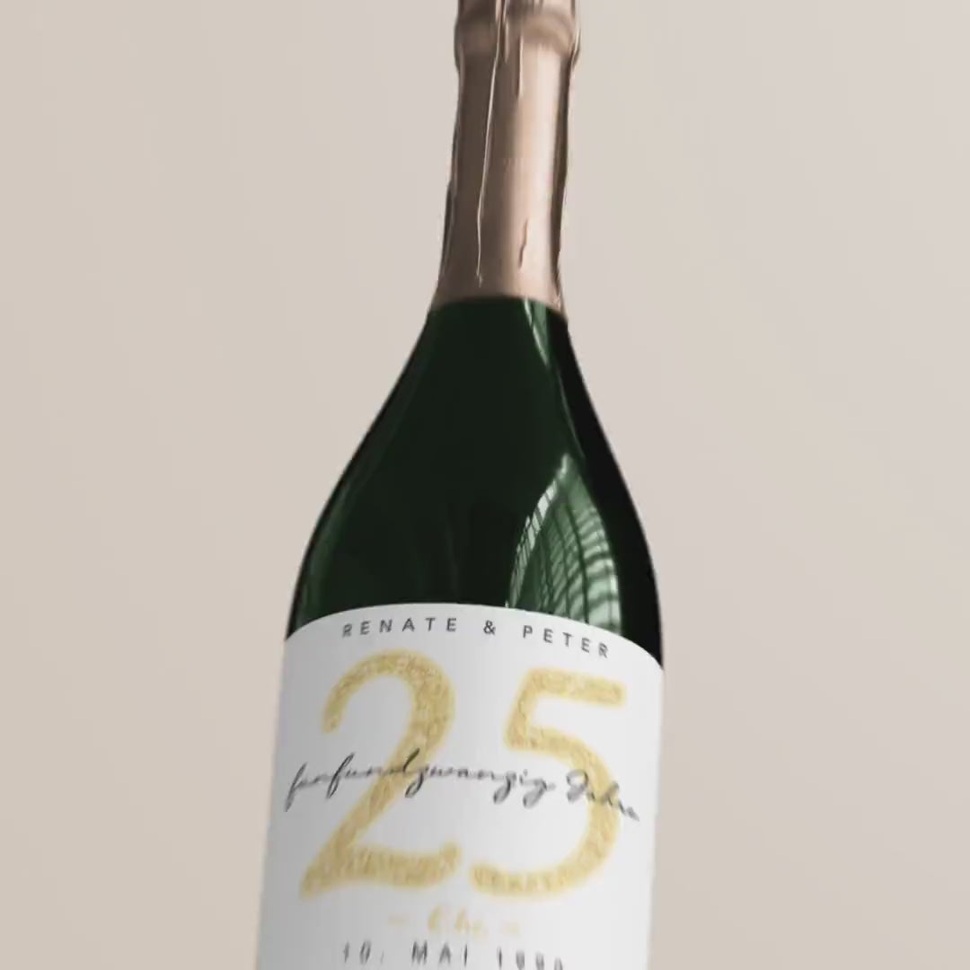 Geschenk Silberhochzeit personalisierte Flaschenetiketten Hochzeitstag Hochzeit Jubiläum 25 Jahre Etiketten Sektflasche 2 Stk. | 9x13 cm