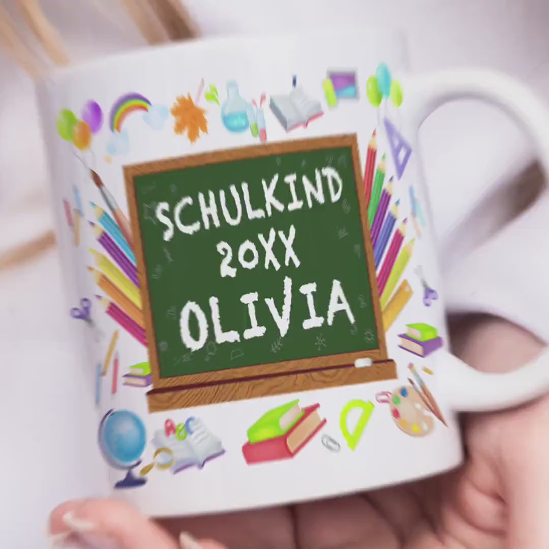 Schulkind Tasse personalisiert Geschenk zur Einschulung für Mädchen Junge Schulanfänger Einschulungsgeschenk