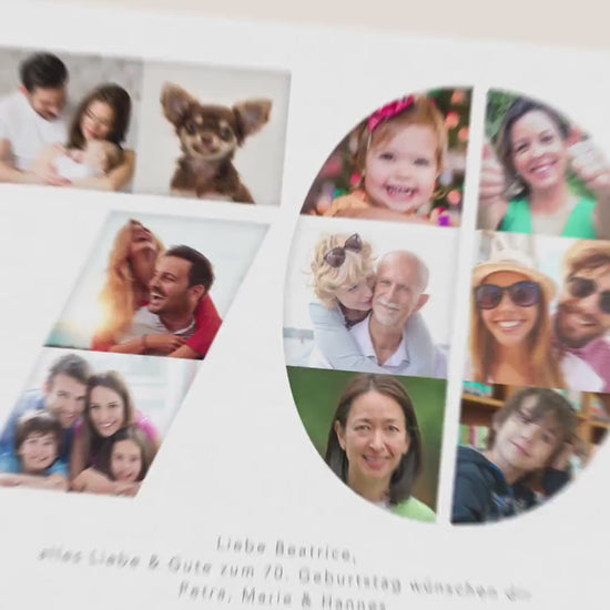 70. Geburtstag Frau Mann Geschenk Fotocollage 70 Leinwand personalisiert mit Fotos Fotogeschenk Geburtstagsgeschenk 30x40 cm
